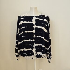 Young Fabulous & Broke Navy Tie Dye Pullover Oversized Dolman Sweatshirt Size L